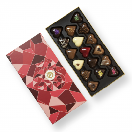 Luxurious box of heart-shaped chocolates